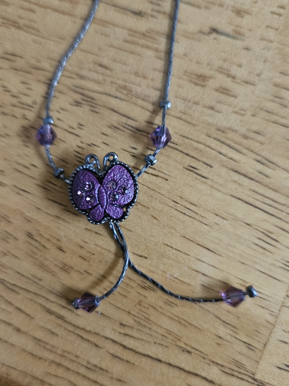 Purple Butterfly Pendant Necklace